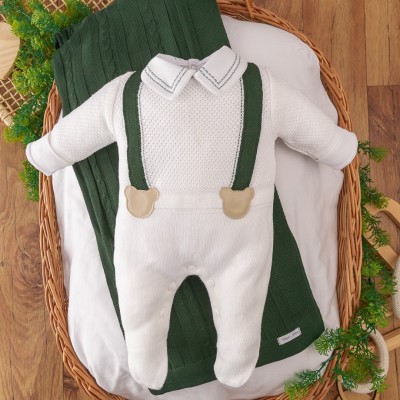   Saída de Maternidade Suspensório - Verde Militar